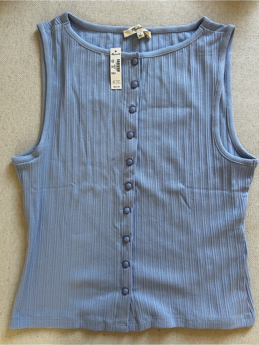 NWT • Madewell crewneck tank in tranquil blue - size small